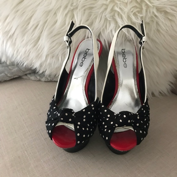 Bebe polka dot peep toe heels - Picture 3 of 5